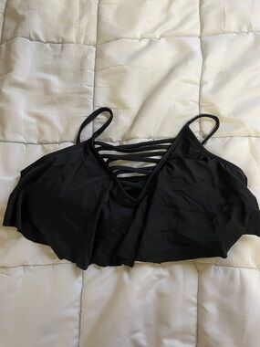 Rue21 Black Strappy Flounce Bikini Top
